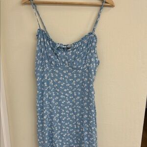 Blue Floral Spaghetti Strap Dress